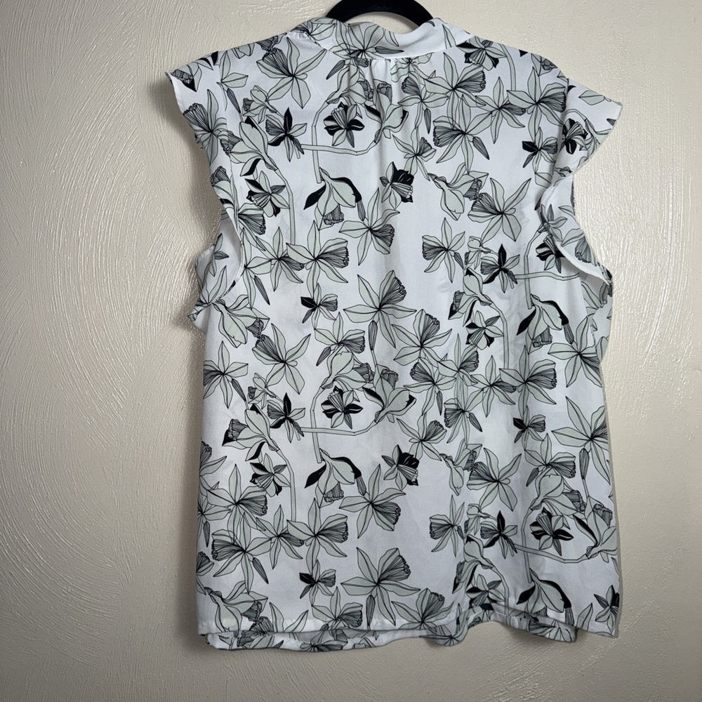 Liz Claiborne white and black floral blouse Size XL Women Office Work Church - Picture 6 of 6